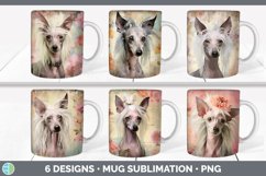 Bundle of six Decoupage Hairless Chinese Crested Mug Wrap designs.