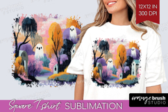 Retro Halloween Square Tshirt Background - Vintage PNG Product Image 1