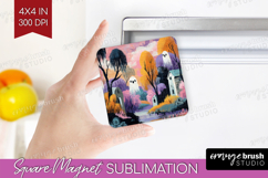 Retro Halloween Magnet Sublimation - Vintage Square Magnet Product Image 1