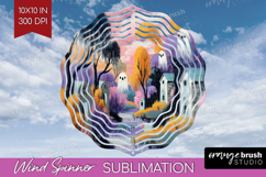 Retro Halloween Wind Spinner Sublimation PNG - Vintage Round Product Image 1