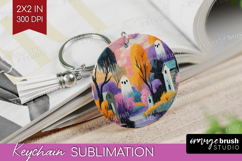 Retro Halloween Keychain PNG - Vintage Keychain Sublimation Product Image 1