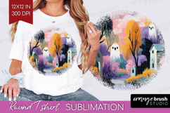 Retro Halloween Round Tshirt Background - Vintage PNG Product Image 1