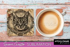 Vintage Halloween Square Coaster Sublimation - Spooky PNG Product Image 1