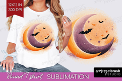 Retro Halloween Round Tshirt Background - Vintage PNG Product Image 1