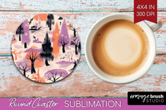 Retro Halloween Round Coaster - Vintage Coaster PNG Product Image 1
