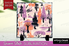 Retro Halloween Slate PNG - Vintage Square Slate Sublimation Product Image 1