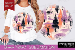 Retro Halloween Round Tshirt Background - Vintage PNG Product Image 1