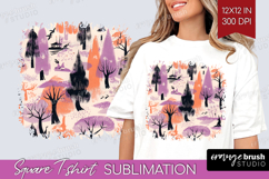 Retro Halloween Square Tshirt Background - Vintage PNG Product Image 1