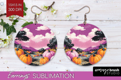 Retro Halloween Round Earrings - Vintage PNG Sublimation Product Image 1