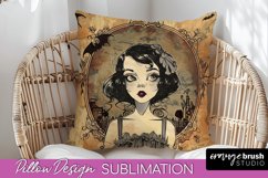 Vintage Halloween Pillow Sublimation, Spooky Pillow Cover Product Image 1