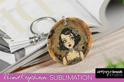 Vintage Halloween Keychain Sublimation, Spooky Keychain PNG Product Image 1