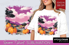 Retro Halloween Square Tshirt Background - Vintage PNG Product Image 1