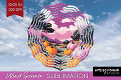 Retro Halloween Wind Spinner Sublimation PNG - Vintage Round Product Image 1