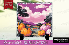 Retro Halloween Slate PNG - Vintage Square Slate Sublimation Product Image 1