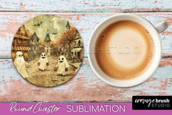 Vintage Halloween Round Coaster Sublimation - Spooky PNG Product Image 1