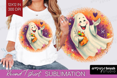 Retro Halloween Round Tshirt Background - Vintage PNG Product Image 1