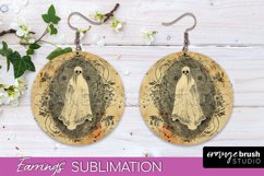 Vintage Halloween Round Earrings Sublimation Spooky Earrings Product Image 1