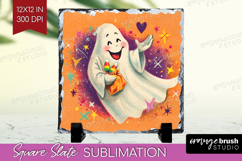 Retro Halloween Slate PNG - Vintage Square Slate Sublimation Product Image 1