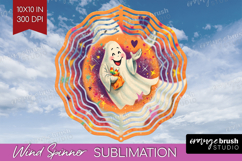 Retro Halloween Wind Spinner Sublimation PNG - Vintage Round Product Image 1