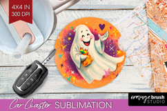Retro Halloween Car Coaster - Vintage Coaster PNG Product Image 1