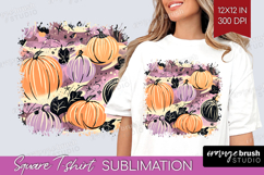 Retro Halloween Square Tshirt Background - Vintage PNG Product Image 1