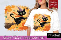 Retro Halloween Square Tshirt Background - Vintage PNG Product Image 1