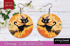 Retro Halloween Round Earrings - Vintage PNG Sublimation Product Image 1