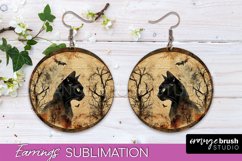 Vintage Halloween Round Earrings Sublimation Spooky Earrings Product Image 1