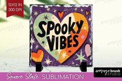 Retro Halloween Slate PNG - Vintage Square Slate Sublimation Product Image 1