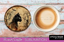 Vintage Halloween Round Coaster Sublimation - Spooky PNG Product Image 1