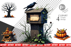 Vintage Halloween Clipart Product Image 1