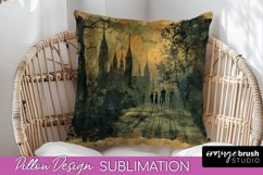 Vintage Halloween Pillow Sublimation, Spooky Pillow Cover Product Image 1