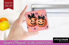 Retro Halloween Magnet Sublimation - Vintage Square Magnet Product Image 1