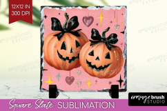 Retro Halloween Slate PNG - Vintage Square Slate Sublimation Product Image 1