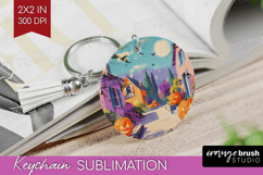 Retro Halloween Keychain PNG - Vintage Keychain Sublimation Product Image 1