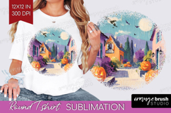 Retro Halloween Round Tshirt Background - Vintage PNG Product Image 1