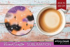 Retro Halloween Round Coaster - Vintage Coaster PNG Product Image 1