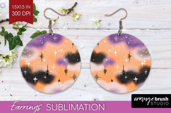 Retro Halloween Round Earrings - Vintage PNG Sublimation Product Image 1