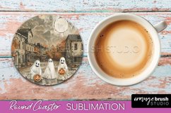Vintage Halloween Round Coaster Sublimation - Spooky PNG Product Image 1