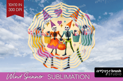 Retro Halloween Wind Spinner Sublimation PNG - Vintage Round Product Image 1