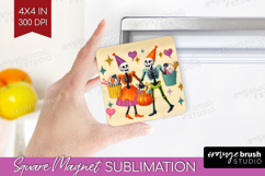 Retro Halloween Magnet Sublimation - Vintage Square Magnet Product Image 1