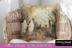 Vintage Halloween Pillow Sublimation, Spooky Pillow Cover Product Image 1