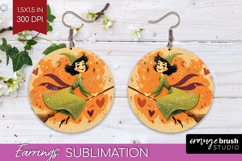 Retro Halloween Round Earrings - Vintage PNG Sublimation Product Image 1