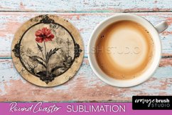 Vintage Halloween Round Coaster Sublimation - Spooky PNG Product Image 1