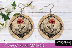 Vintage Halloween Round Earrings Sublimation Spooky Earrings Product Image 1