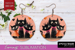 Retro Halloween Round Earrings - Vintage PNG Sublimation Product Image 1