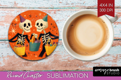 Retro Halloween Round Coaster - Vintage Coaster PNG Product Image 1