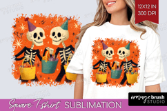 Retro Halloween Square Tshirt Background - Vintage PNG Product Image 1