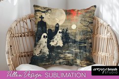 Vintage Halloween Pillow Sublimation, Spooky Pillow Cover Product Image 1