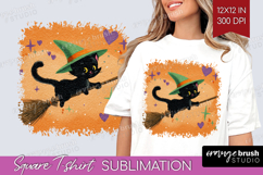 Retro Halloween Square Tshirt Background - Vintage PNG Product Image 1